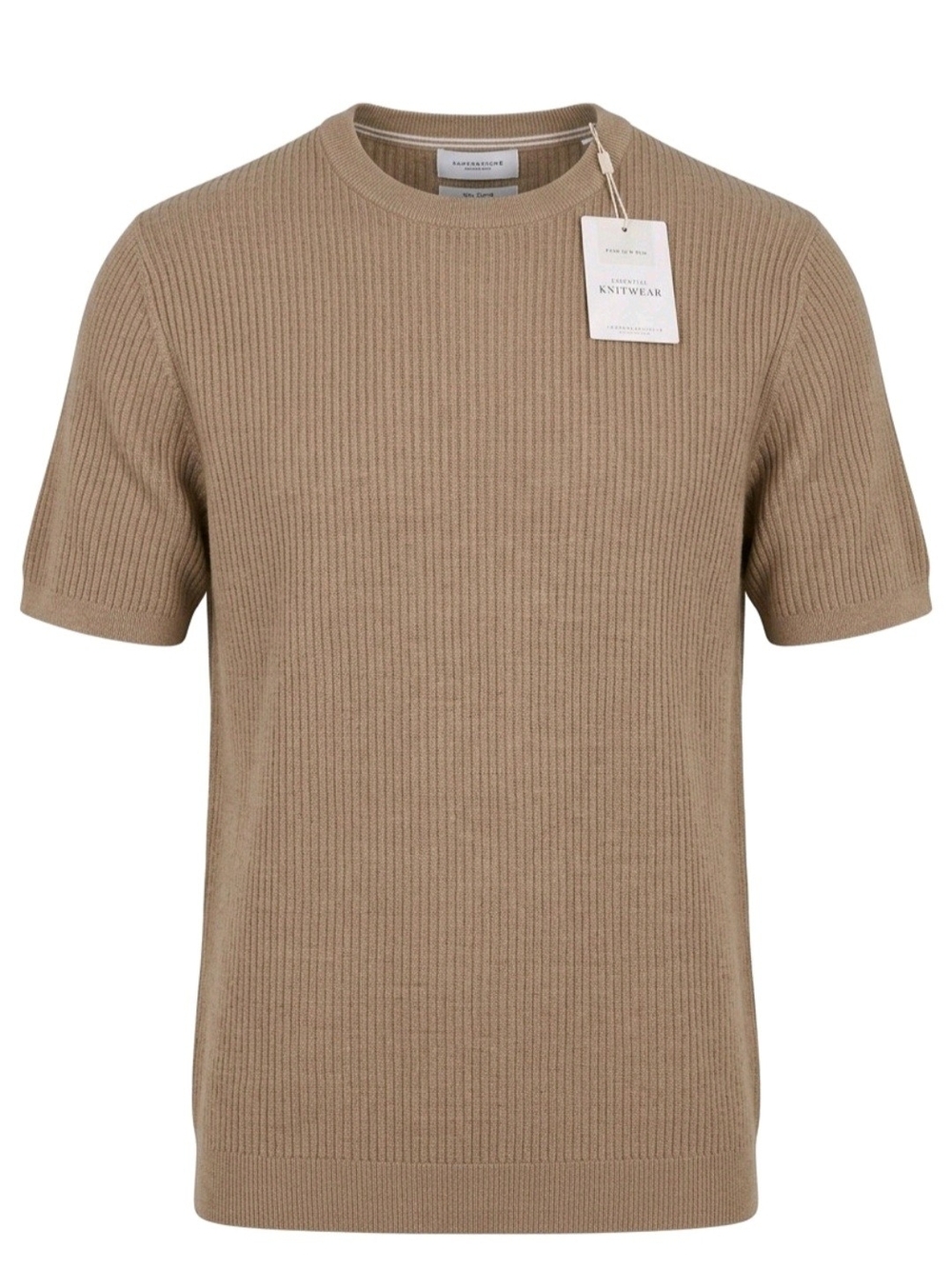 NWTS Men’s Short Sleeve Ribbed Knit Tee in Tan Size XL